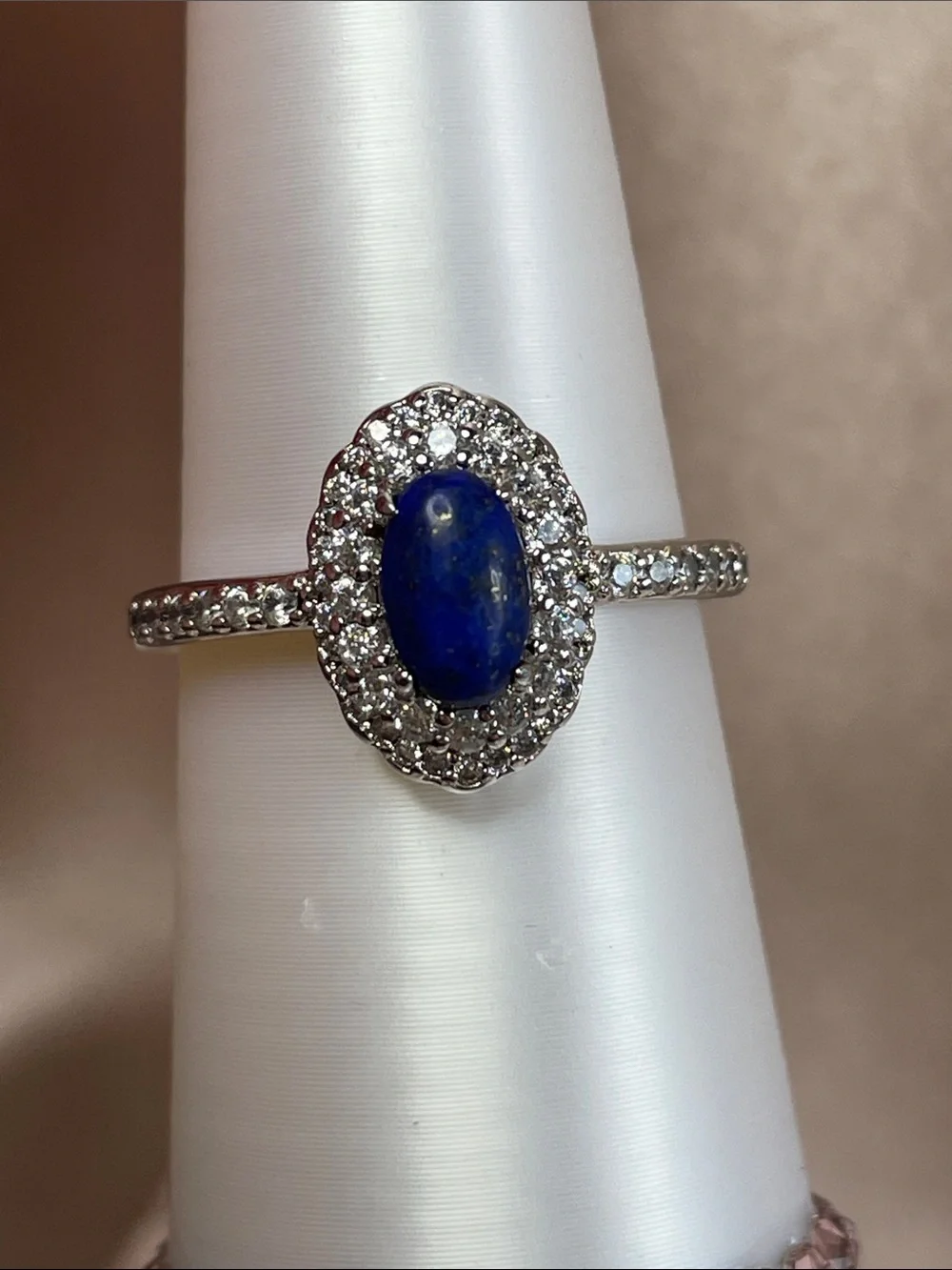 Bomb Party Genuine Lapis on Rhodium Size 10